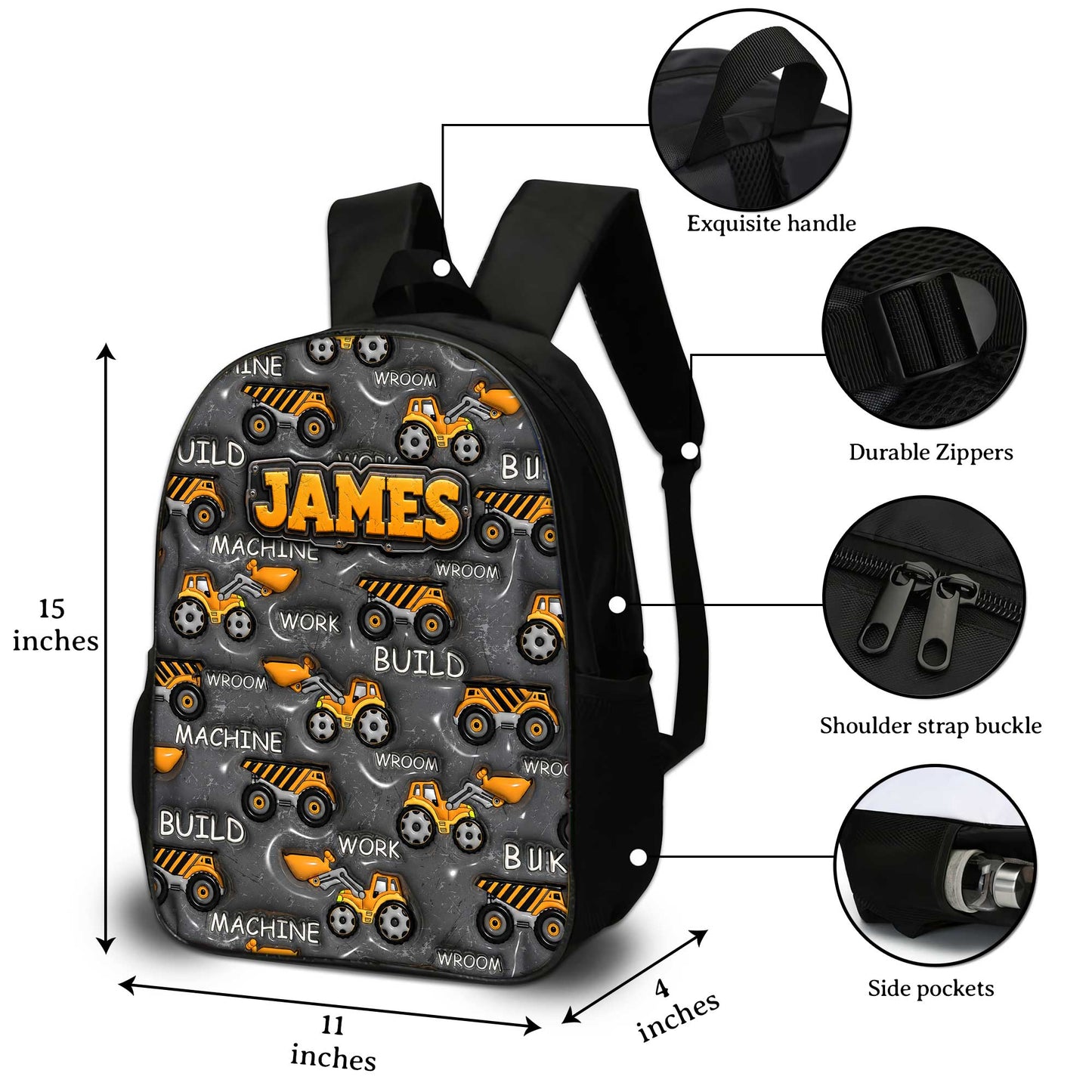 Personalized Inflat Construction Vehicles Backpack NPHA6030701
