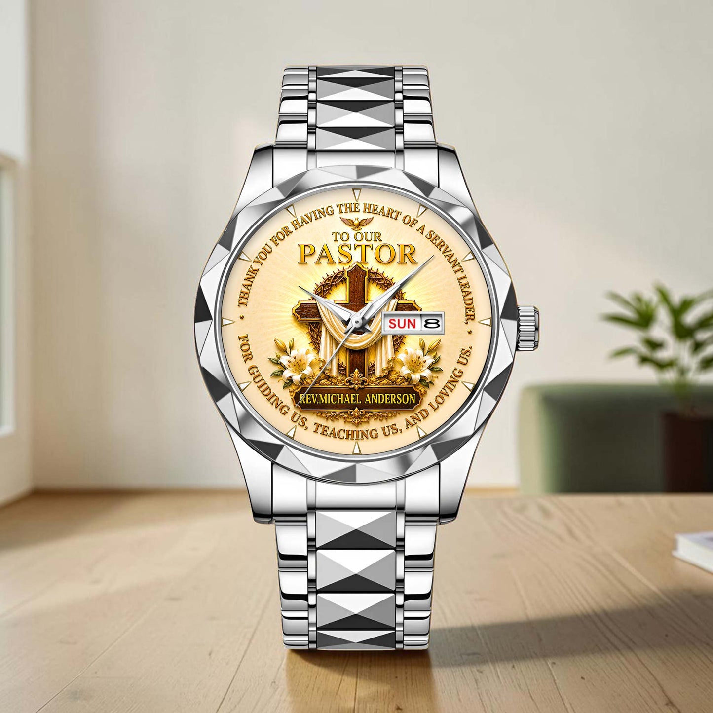 Personalized Pastor Watch Gift for Men, Christian Cross Watch, Appreciation Gift for Pastor QFHA6300702