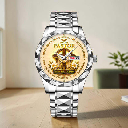 Personalized Pastor Watch Gift for Men, Christian Cross Watch, Appreciation Gift for Pastor QFHA6300702