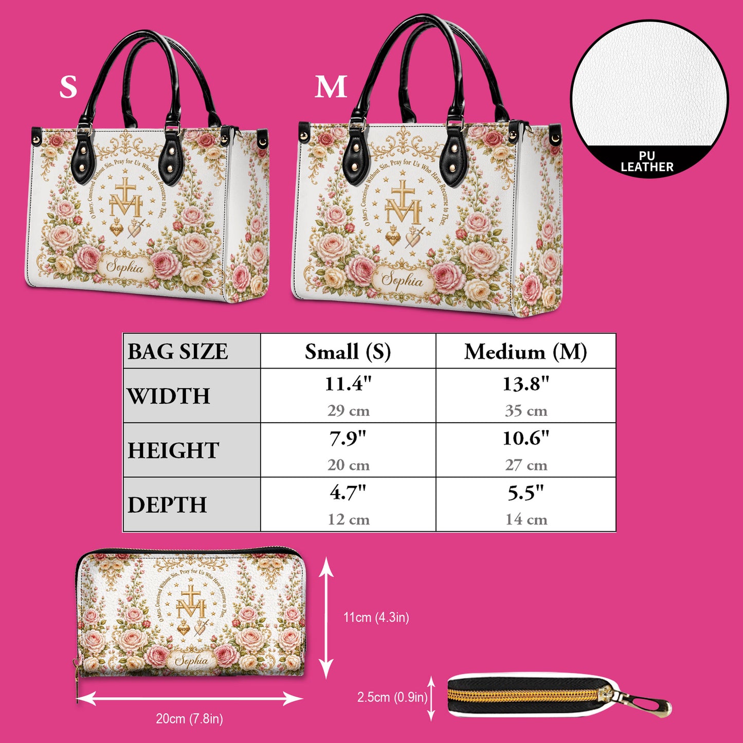 Miraculous Medal Handbag And Wallet, Virgin Mary Handbag And Wallet, Marian Cross PMTD6240606
