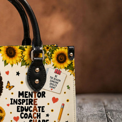 Personalized Black Teacher Woman Leather Handbag UKND6030603