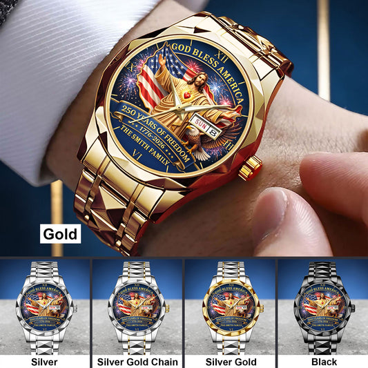 Personalized God Bless America United State 250th Anniversary Alloy Luxury Quartz Watch UKND6100401