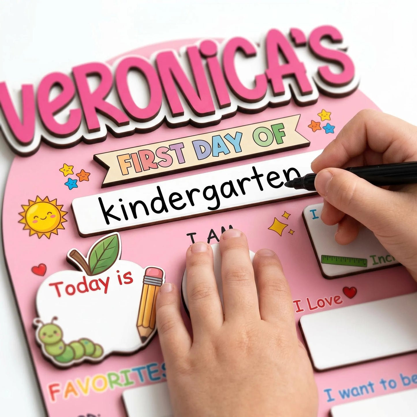 Custom Name First Day Of School Reusable Wooden Sign, Back To School Sign UKTD6080705