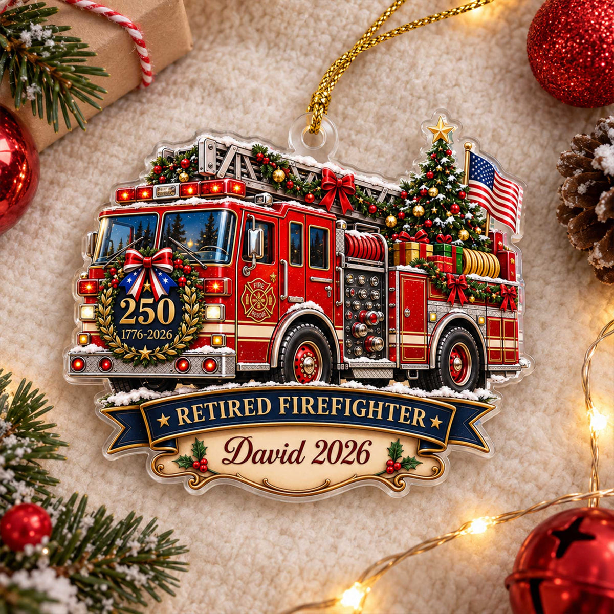 Personalized Firefighter 250 Years Of Freedom America Ornament UKUU6150912