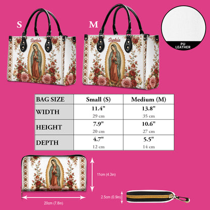 Custom Catholic Virgin Mary And Rose Handbag And Wallet, Our Lady of Guadalupe Gift PMTD6240604