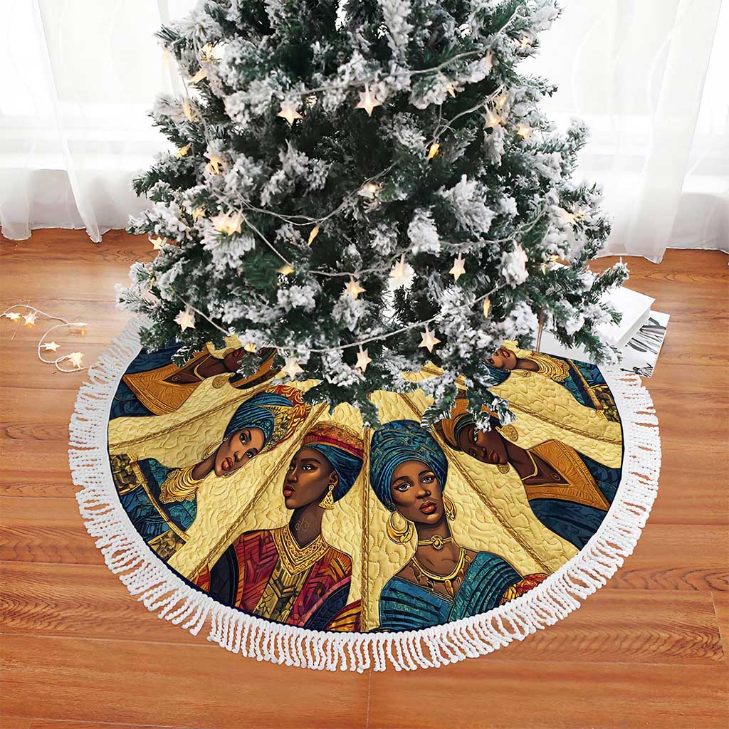 Black Women Christmas Tree Skirt QFND5221006