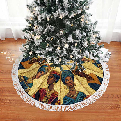 Black Women Christmas Tree Skirt QFND5221006