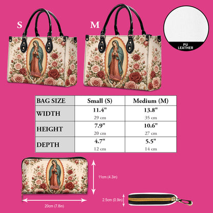 Custom Catholic Virgin Mary And Rose Handbag And Wallet, Our Lady of Guadalupe Gift PMTD6240605