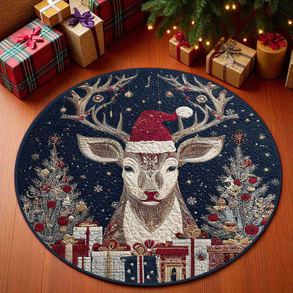 Reindeer Christmas Round 3D Printed Rug UKPY5021003