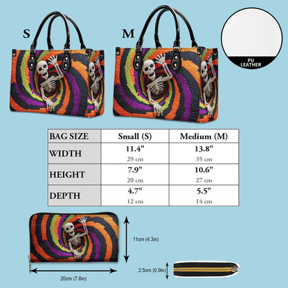 Personalized 3D Effect Printed Ghost Halloween Pu Leather Handbag QFHM5230907