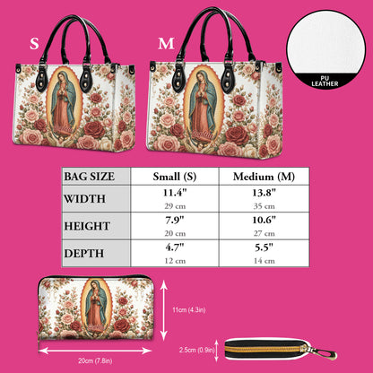 Custom Catholic Virgin Mary And Rose Handbag And Wallet, Our Lady of Guadalupe Gift PMTD6240605