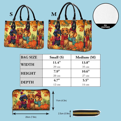 Custom Dachshund Halloween Leather Handbag And Wallet UKHM5090902