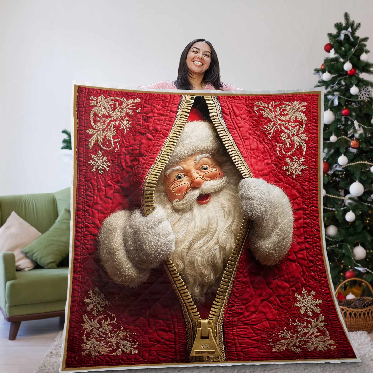 Santa Claus Christmas Quilted Blanket QFPY5041103