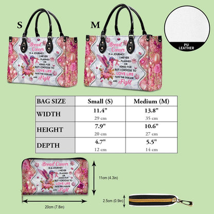 Personalized Hummingbird Breast Cancer Leather Handbag, Wallet QFTD5080901