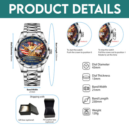 Personalized God Bless America United State 250th Anniversary Alloy Luxury Quartz Watch UKND6100401