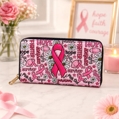 Breast Cancer Awareness Leather Handbag With Handle QFNT4200602