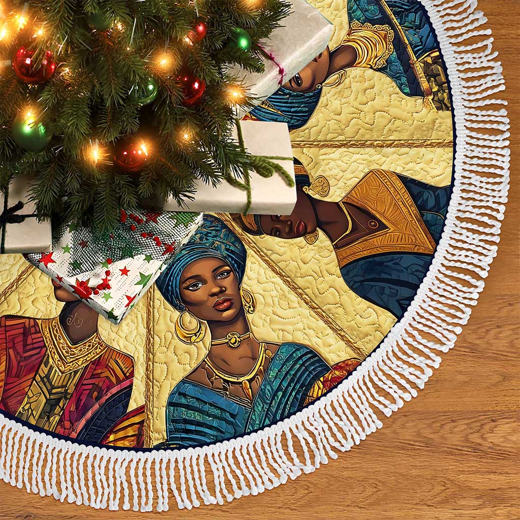 Black Women Christmas Tree Skirt QFND5221006