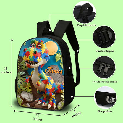 Custom Autism Dinosaur Backpack Set THND6100204