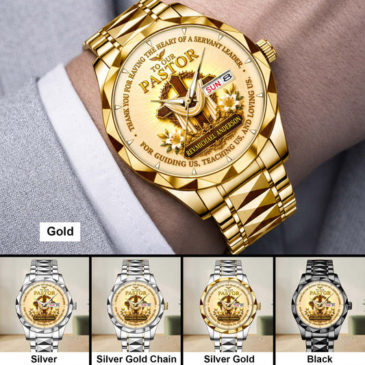 Personalized Pastor Watch Gift for Men, Christian Cross Watch, Appreciation Gift for Pastor QFHA6300702
