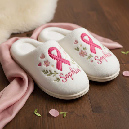 Personalized 3D Printed Effect Breast Cancer Cotton Slippers QFTD5141005