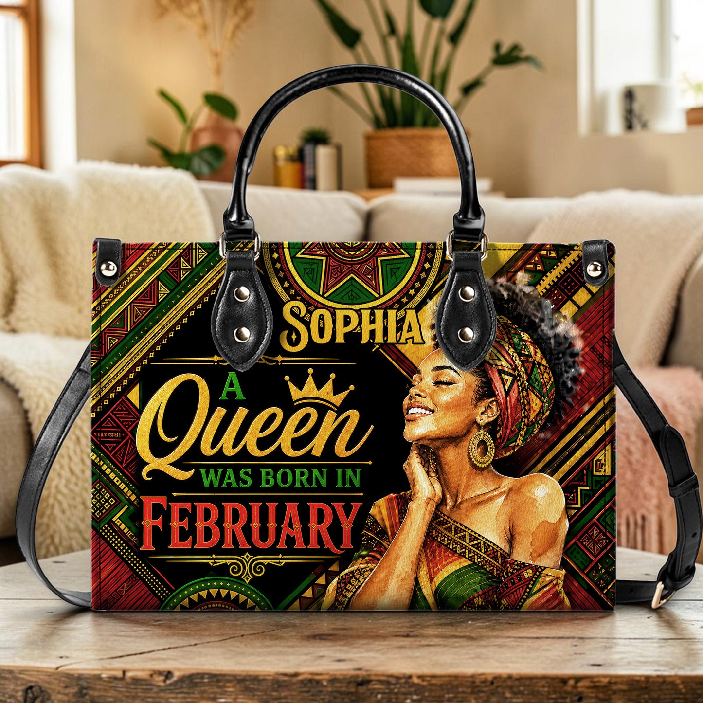 Personalized Birthday Black Women Leather Handbag UKNT6180604