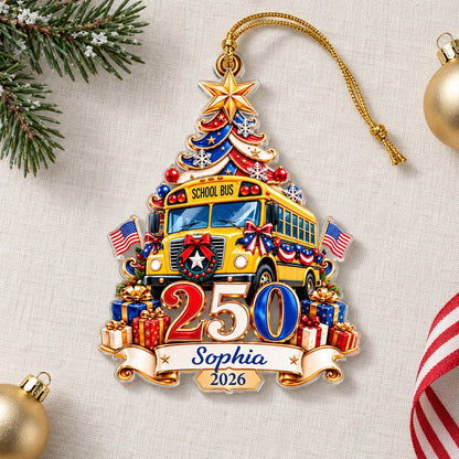 Personalized School Bus Driver 250th United States Ornament UKTD6100902