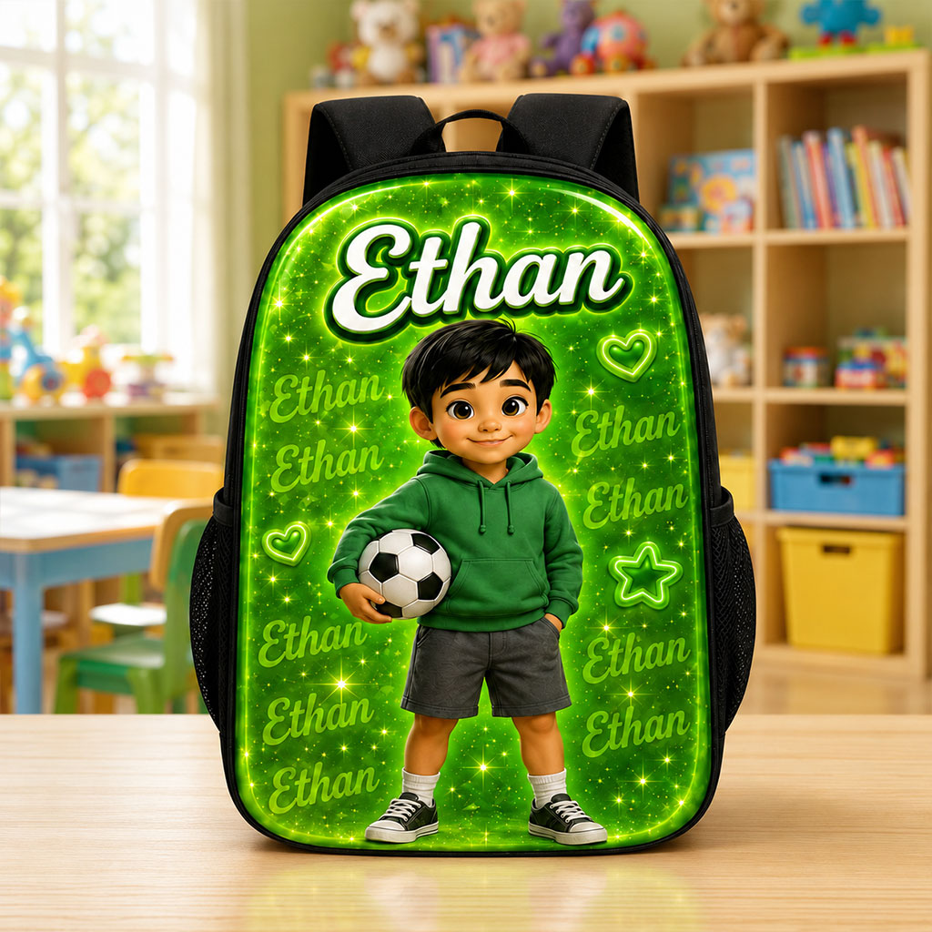 Personalized Kids Backpack with Custom Photo & Name, Back to School Backpack for Boys Girls, Custom Portrait School Bag QFHA6130802