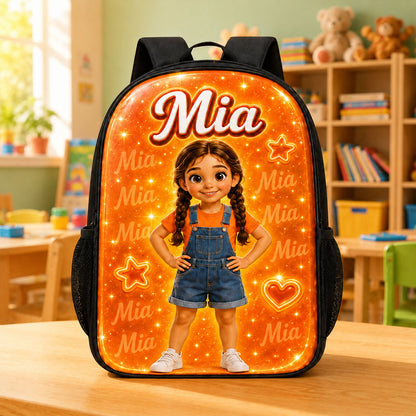 Personalized Kids Backpack with Custom Photo & Name, Back to School Backpack for Boys Girls, Custom Portrait School Bag QFHA6130802