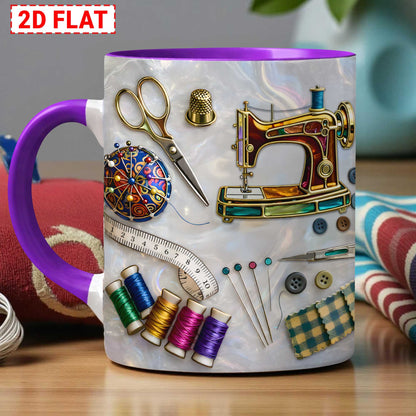 Custom Faux Stained Glass Sewing Ceramic Mug THUU6150102