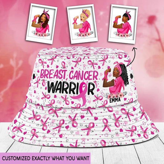 Custom Name Breast Cancer Warrior Bucket Hat QFTD3290801