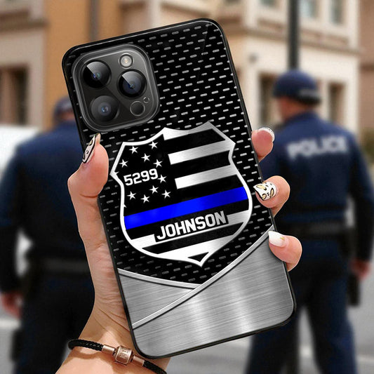 Personalized Police Silicon Phone Case, Custom Your Name And Badge Number Phone Case, Phone Case For Policeman, Police Gifts QFTD4140601