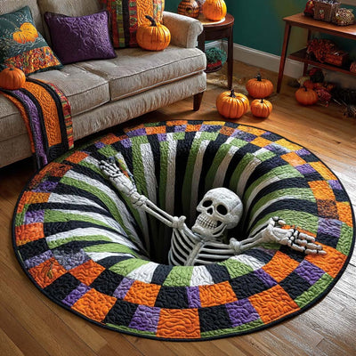 Halloween Optical Illusion Rug, Spooky Skeleton 3D Effect Rug QFTD5110903