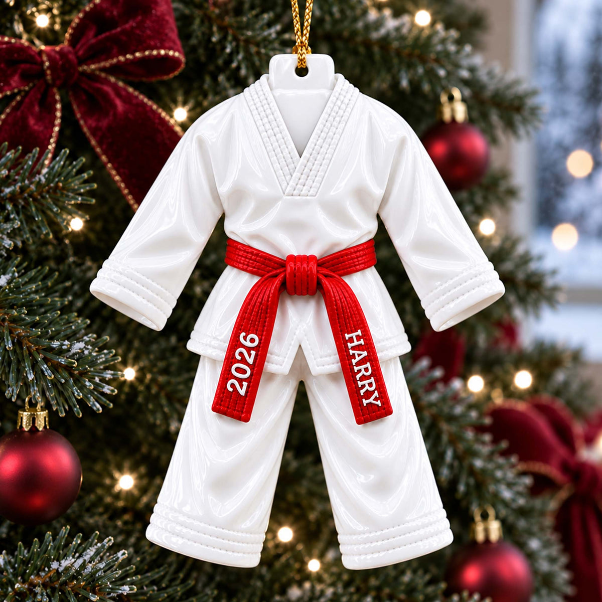 Custom Taekwondo Christmas Ornament, Martial Arts 3D Acrylic Ornament UKHA6071015