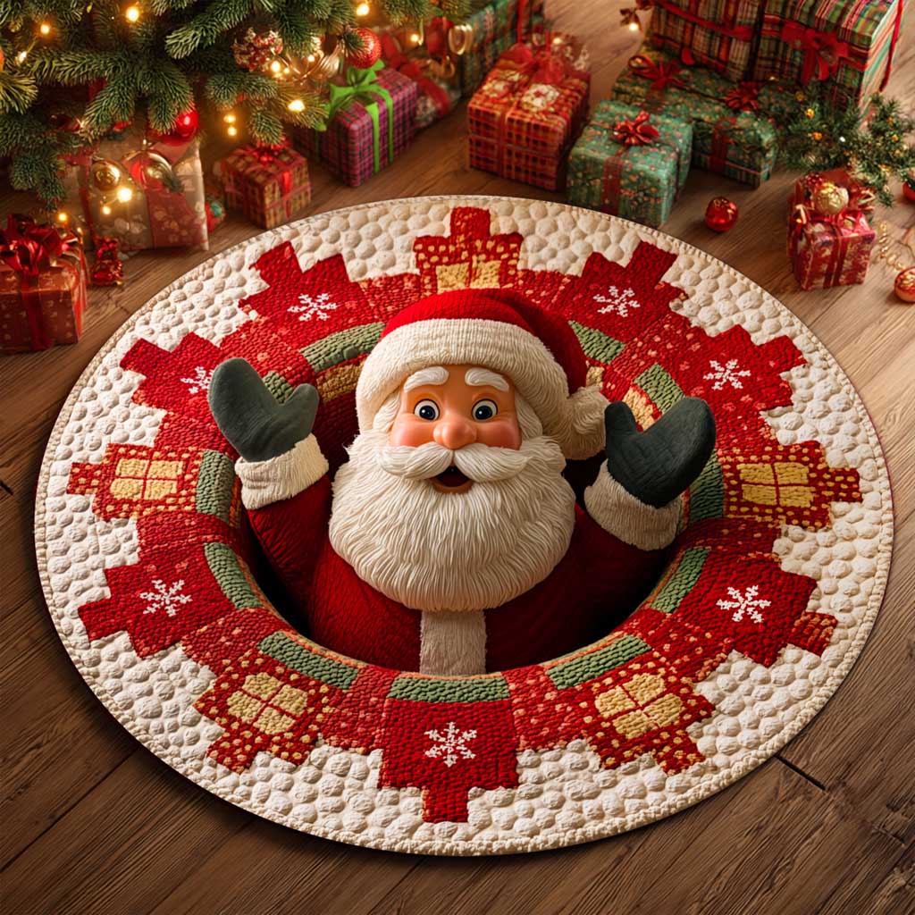 Christmas Optical Illusion Rug, Santa Claus 3D Effect Rug QFTD5011001