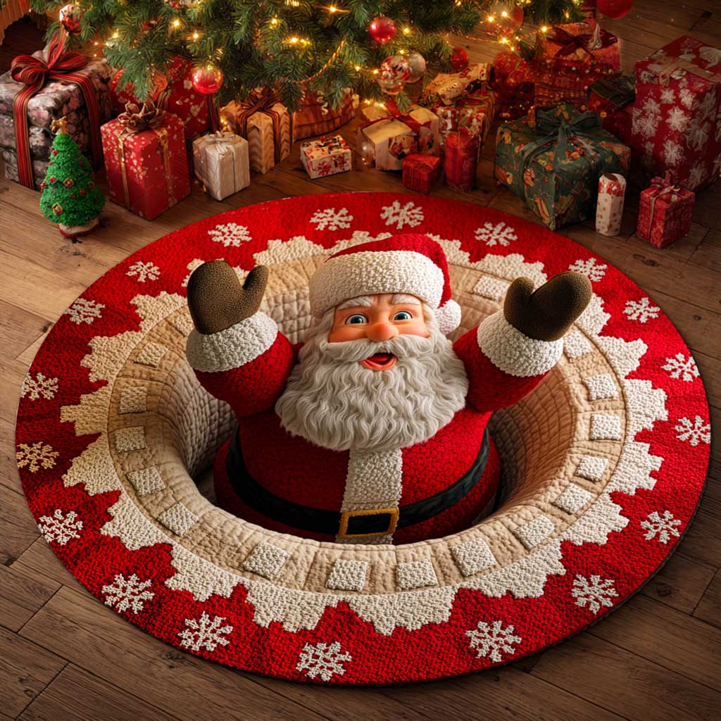 Christmas Optical Illusion Rug, Santa Claus 3D Effect Rug QFTD5011001