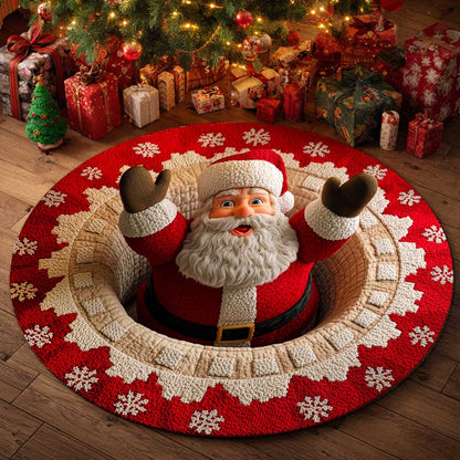 Christmas Optical Illusion Rug, Santa Claus 3D Effect Rug QFTD5011001