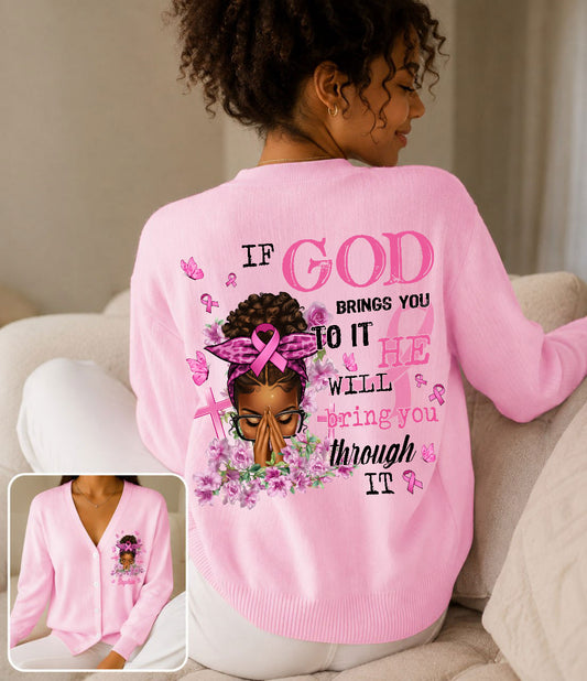 Custom Breast Cancer Knitted Cardigan UKTO5081004