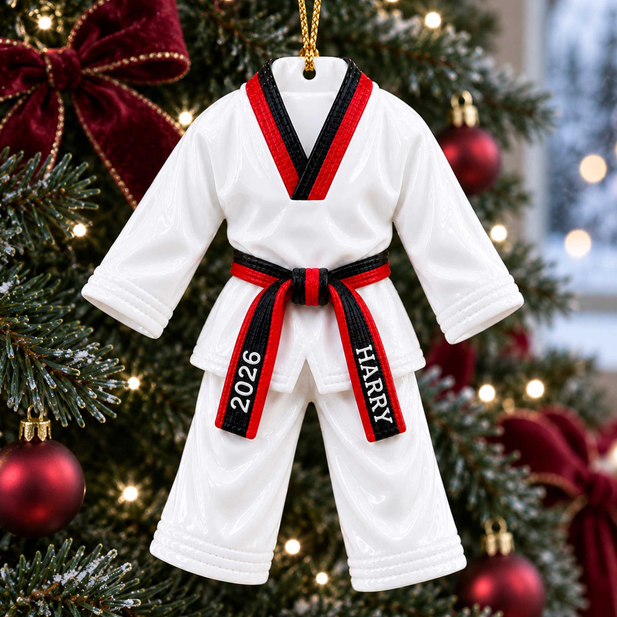 Custom Taekwondo Christmas Ornament, Martial Arts 3D Acrylic Ornament UKHA6071015