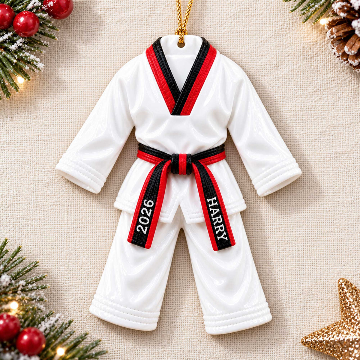 Custom Taekwondo Christmas Ornament, Martial Arts 3D Acrylic Ornament UKHA6071015