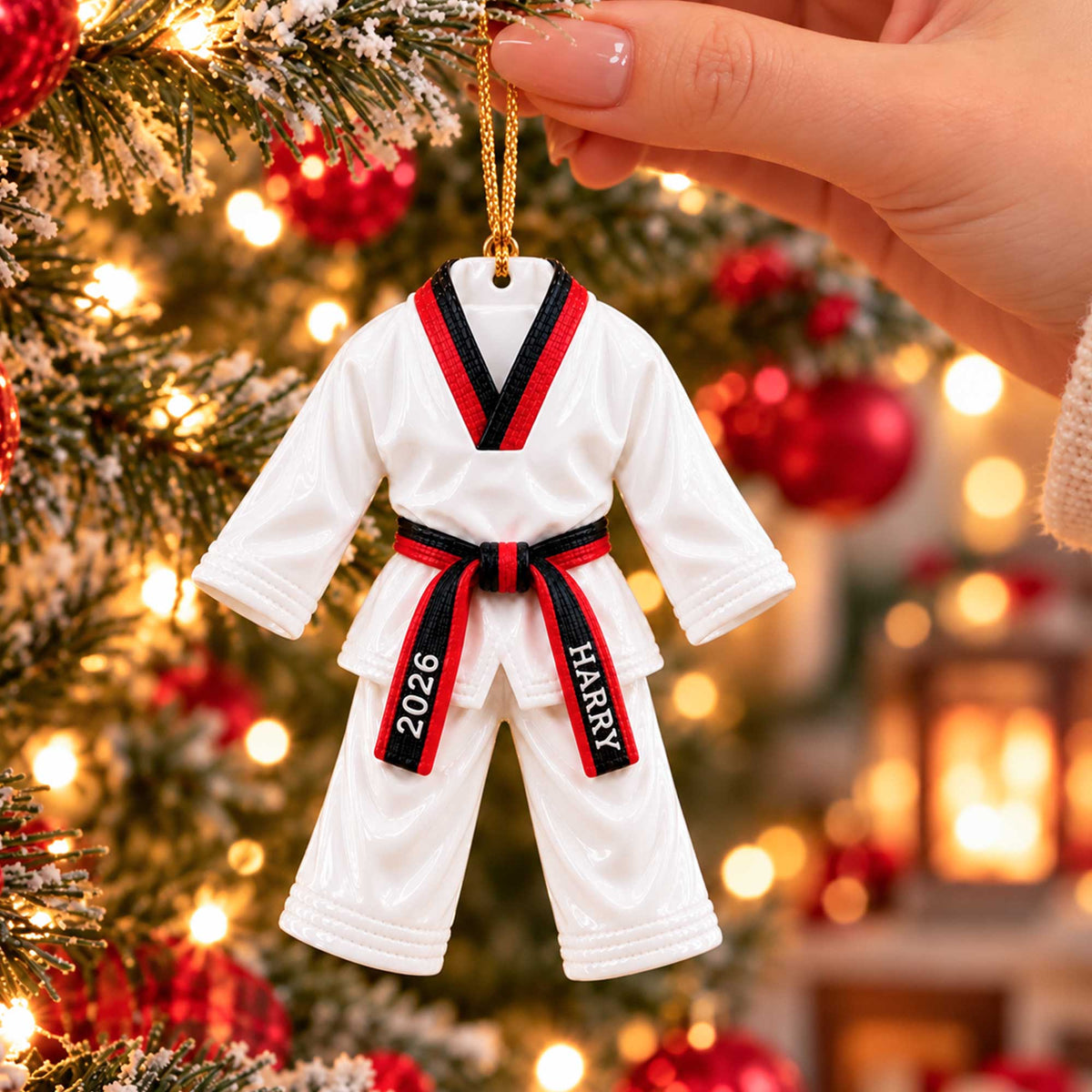Custom Taekwondo Christmas Ornament, Martial Arts 3D Acrylic Ornament UKHA6071015