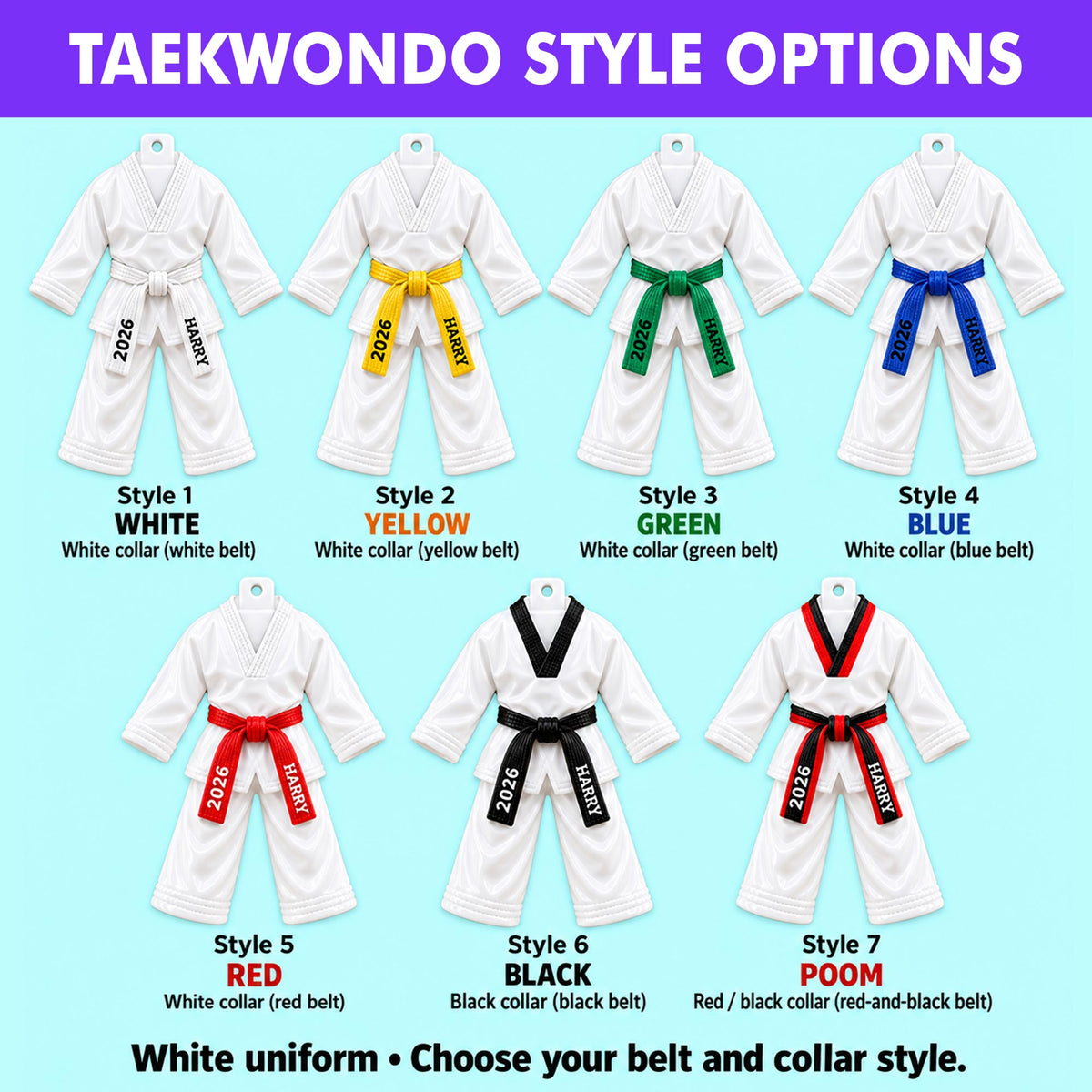 Custom Taekwondo Christmas Ornament, Martial Arts 3D Acrylic Ornament UKHA6071015