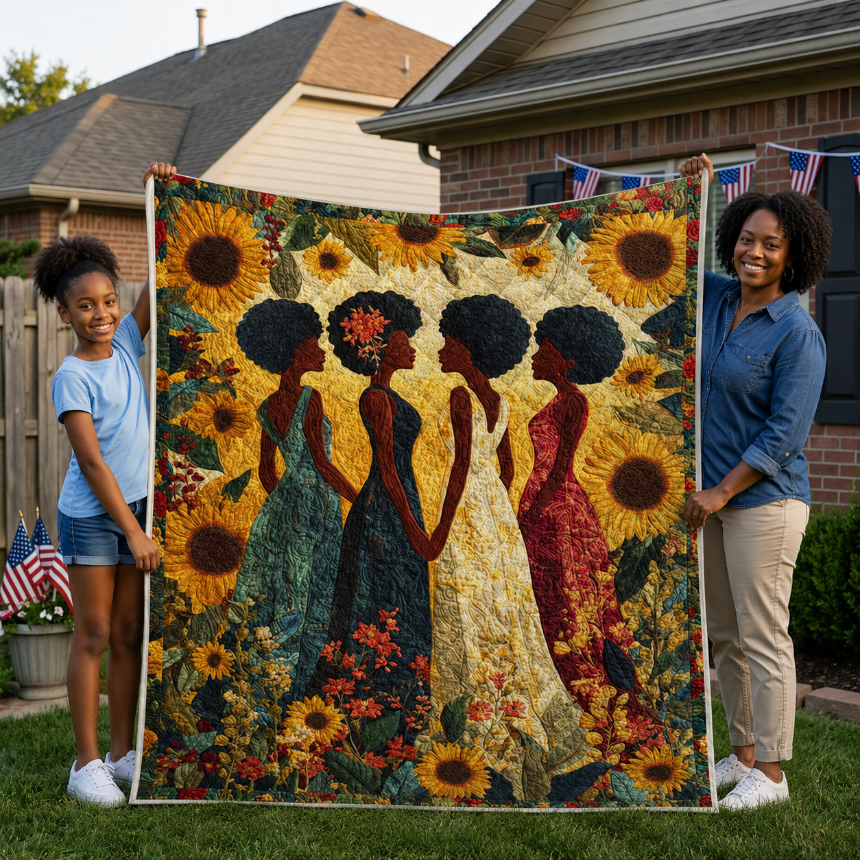 Black Women Quilt Blanket, African American Women Melanin Blanket UKHM5080701