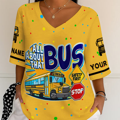 Personalized School Bus Driver V Neck Shirt NPNT5240702