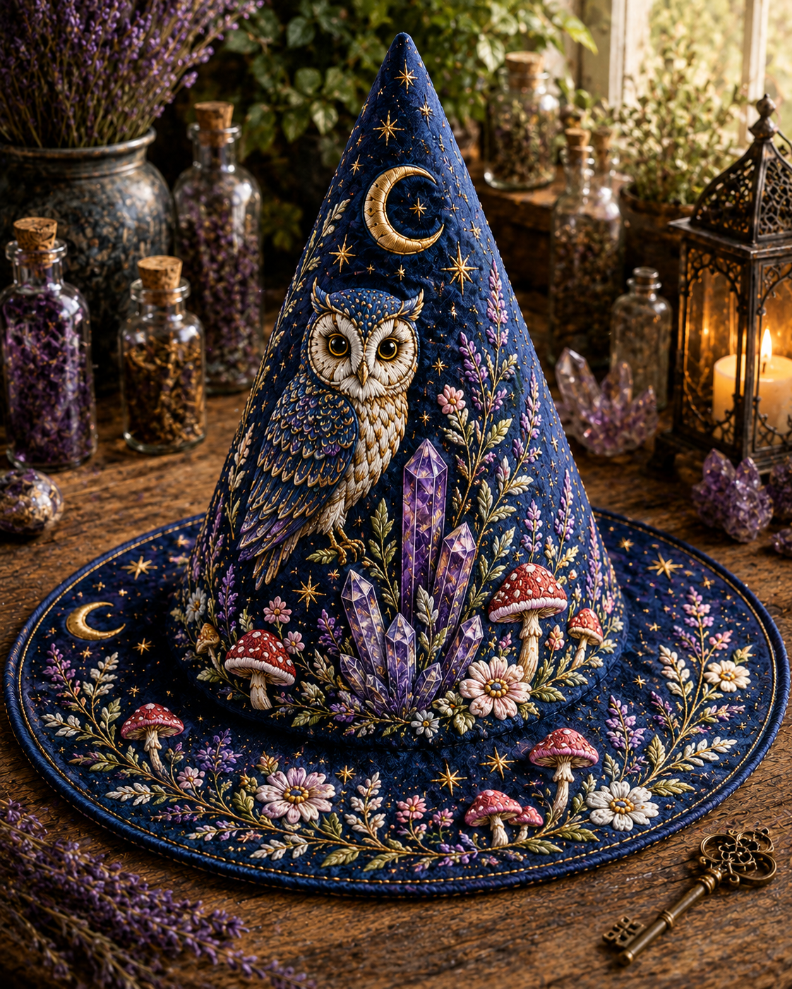 Personalized Owl Halloween Quilted Witch Hat UKND6070810