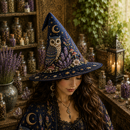 Personalized Owl Halloween Quilted Witch Hat UKND6070810