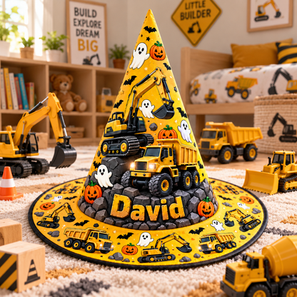Personalized Construction Vehicles Witch Hat For Kid UKND6040914