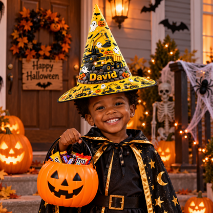 Personalized Construction Vehicles Witch Hat For Kid UKND6040914