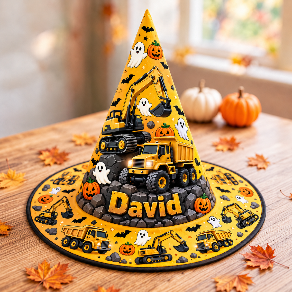 Personalized Construction Vehicles Witch Hat For Kid UKND6040914