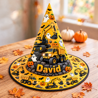 Personalized Construction Vehicles Witch Hat For Kid UKND6040914