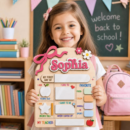 Custom Name First Day Of School Reusable Wooden Sign, Back To School Sign UKTD6080704